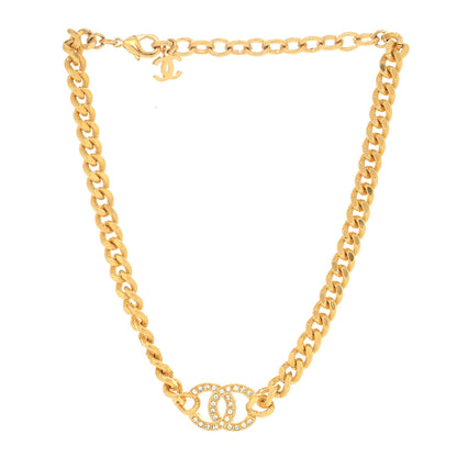 Chanel Crystal Chain Link CC Choker Necklace Gold 3 of 5