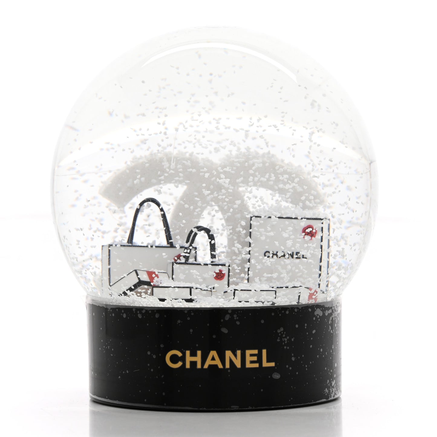 Glass CC Shopping Bag Snow Globe
