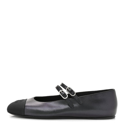 Chanel Lambskin Grosgrain Mary Jane Flats 39 Black 1 of 9