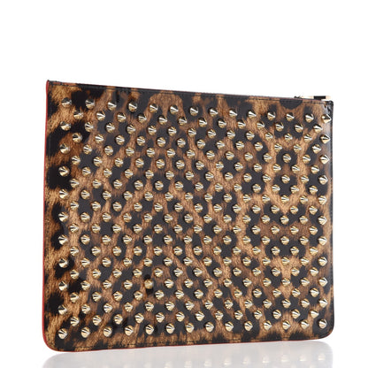 Christian Louboutin Patent Calfskin Studded Loubiposh Clutch Leopard 3 of 8