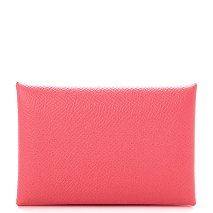 Hermes Epsom Calvi Card Case Rose Azalee 1 of 8