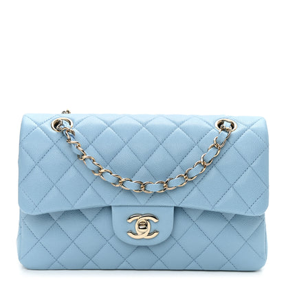 Chanel Caviar Quilted Small Double Flap Light Blue 1 of 10