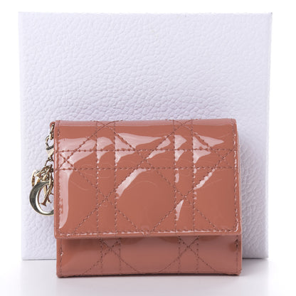 Christian Dior Patent Cannage Lady Dior Lotus Wallet Dark Coral 9 of 9