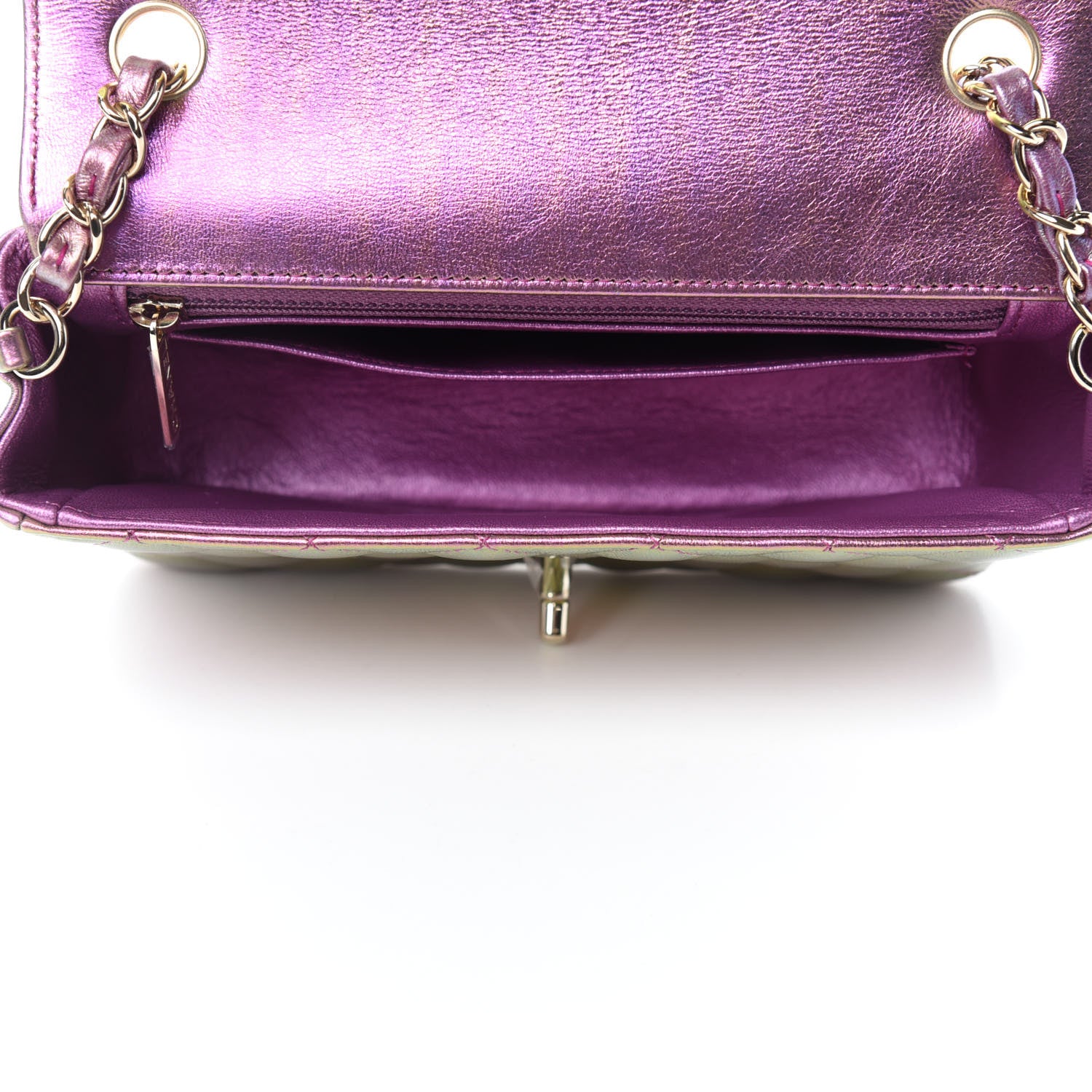 Chanel Iridescent Lambskin Quilted Mini Rectangular Flap Purple 5 of 11