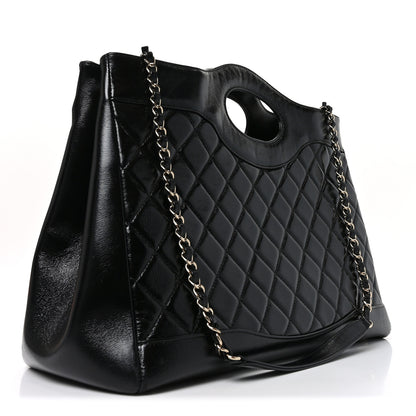 Chanel Shiny Lambskin Quilted Large 31 Shopping Bag Black 3 of 10