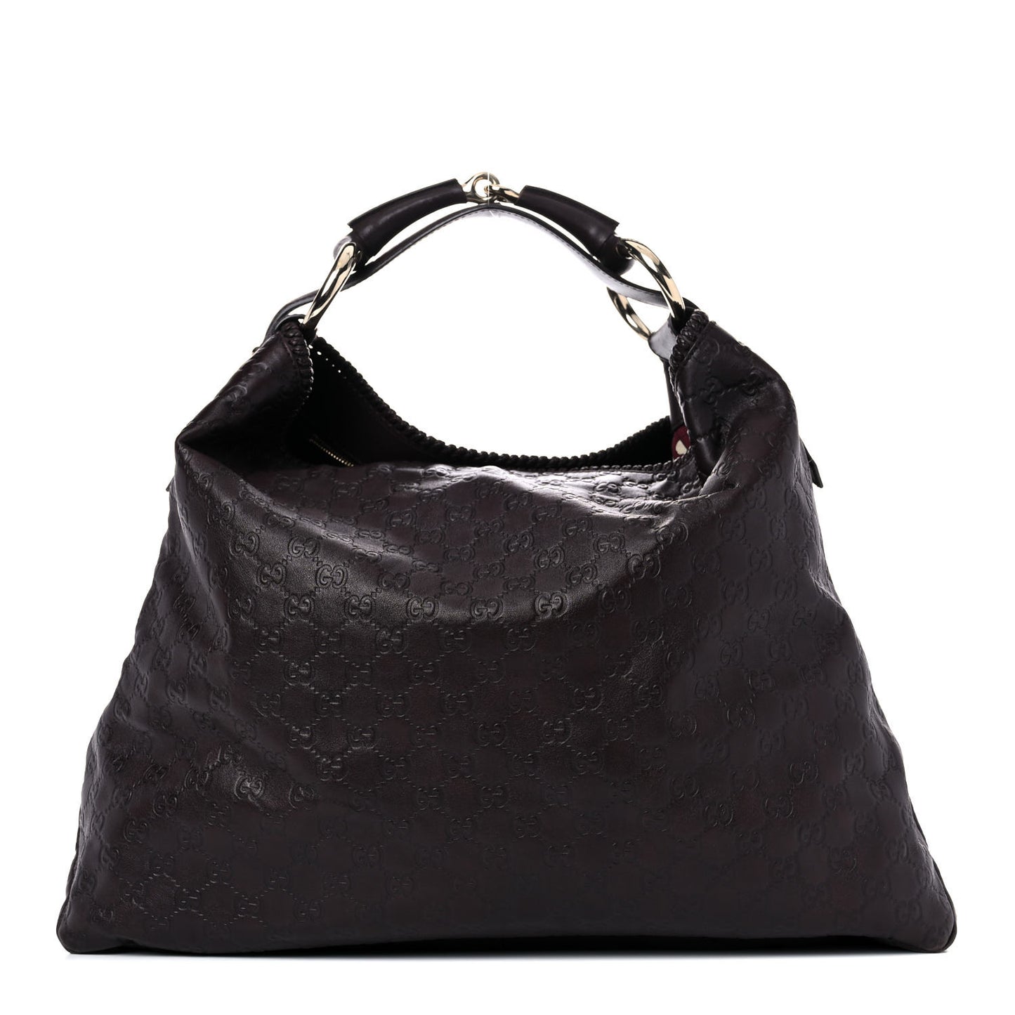 Guccissima Large Horsebit Chain Hobo Dark Brown