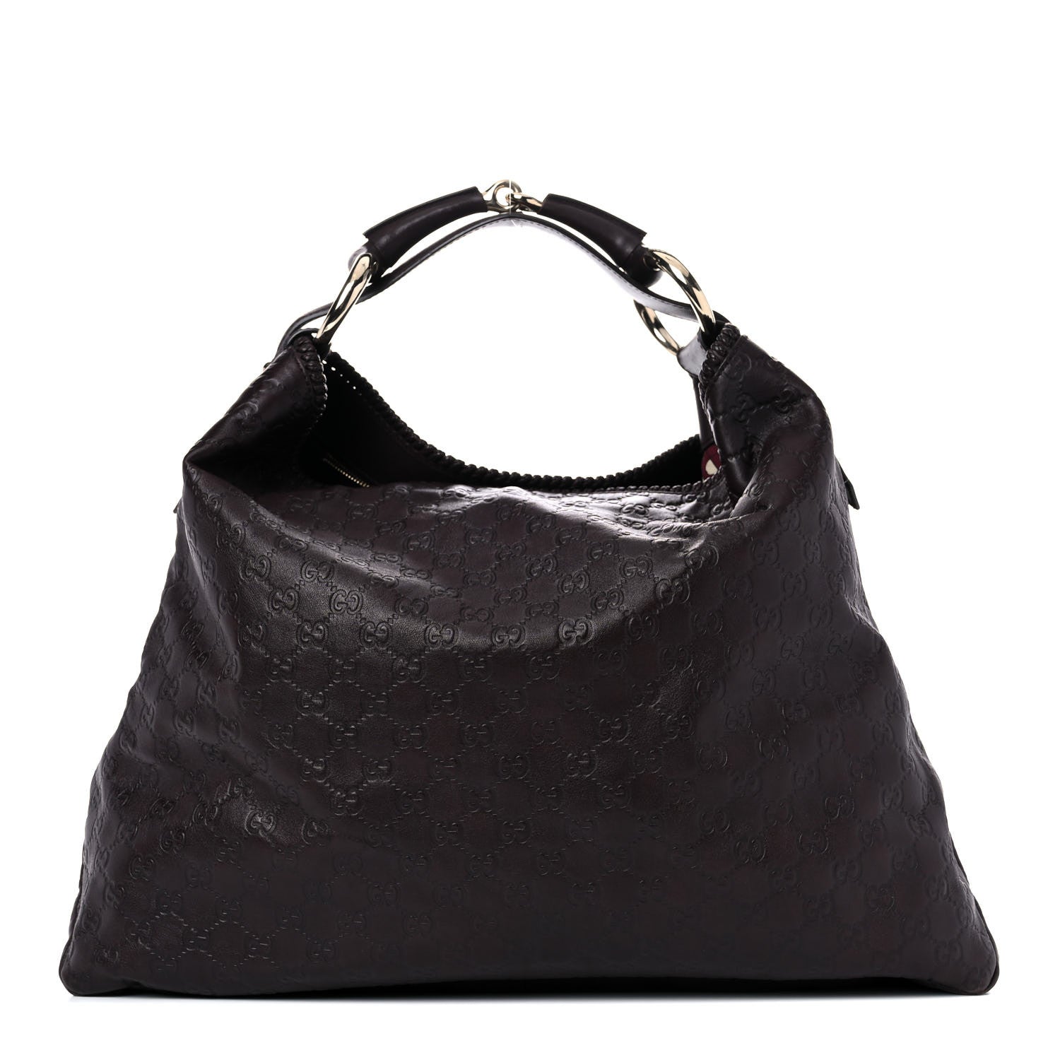 Gucci Guccissima Large Horsebit Chain Hobo Dark Brown 1 of 16