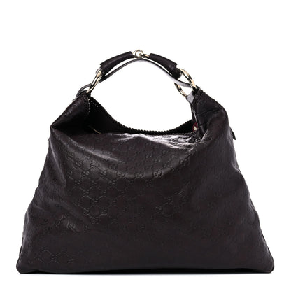 Gucci Guccissima Large Horsebit Chain Hobo Dark Brown 1 of 16