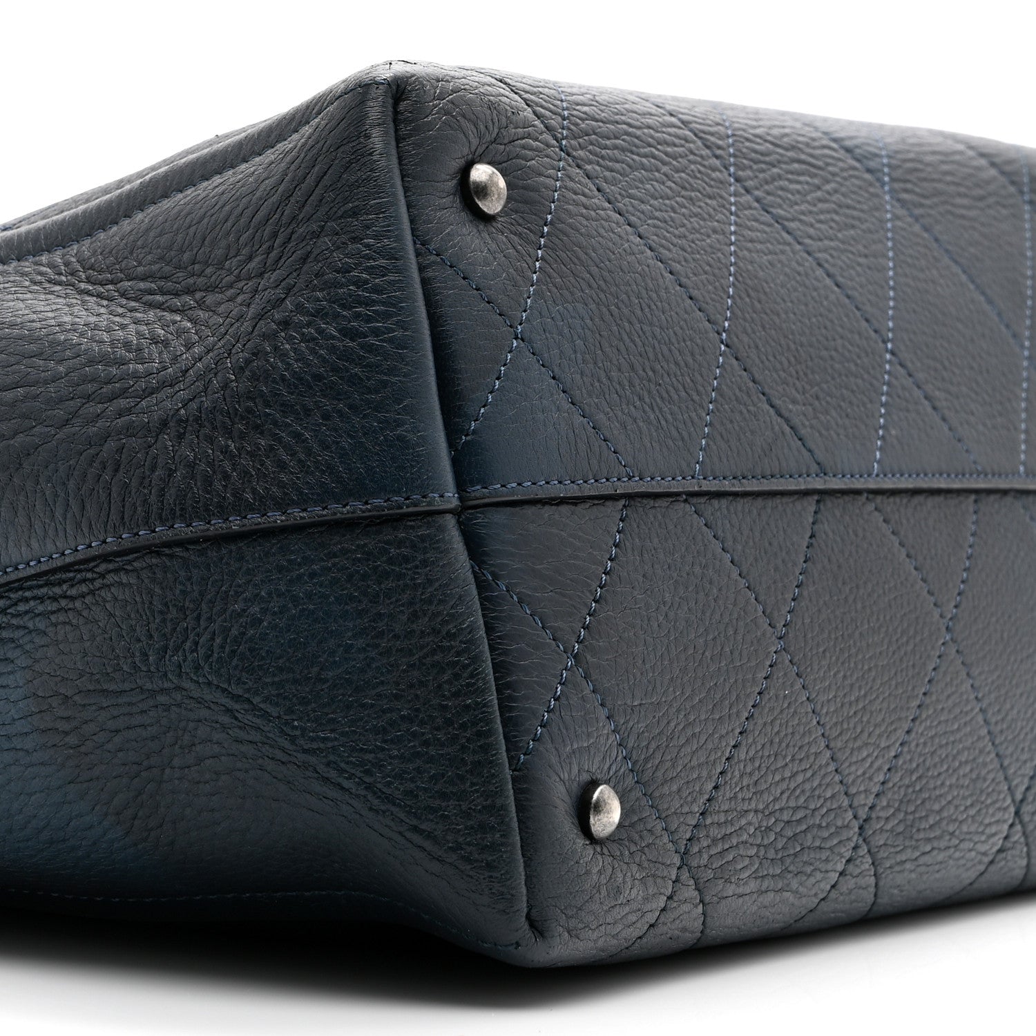 Chanel Deerskin Stitched Medium CC Shopping Tote Navy 9 of 10
