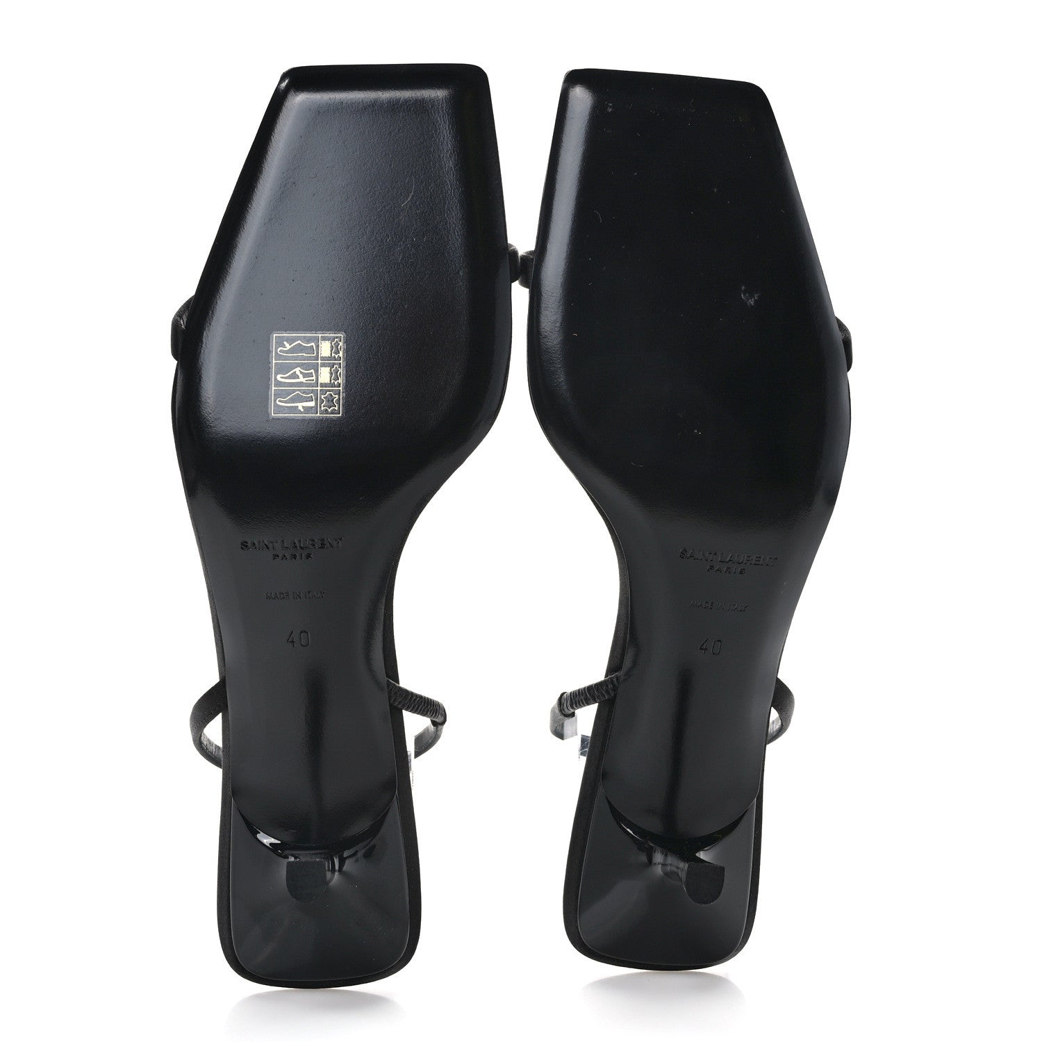 Saint Laurent Satin Slingback Jaspe 55 Sandals 40 Black 5 of 8