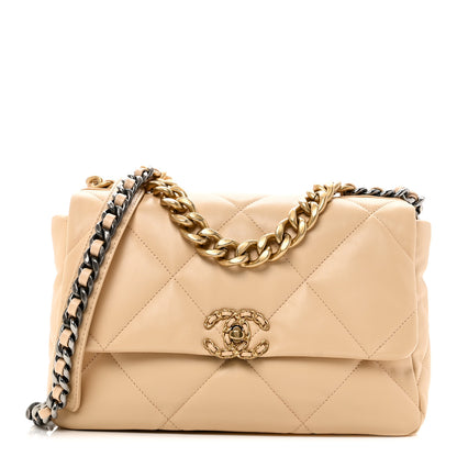 Chanel Goatskin Quilted Large Chanel 19 Flap Beige 1 of 11