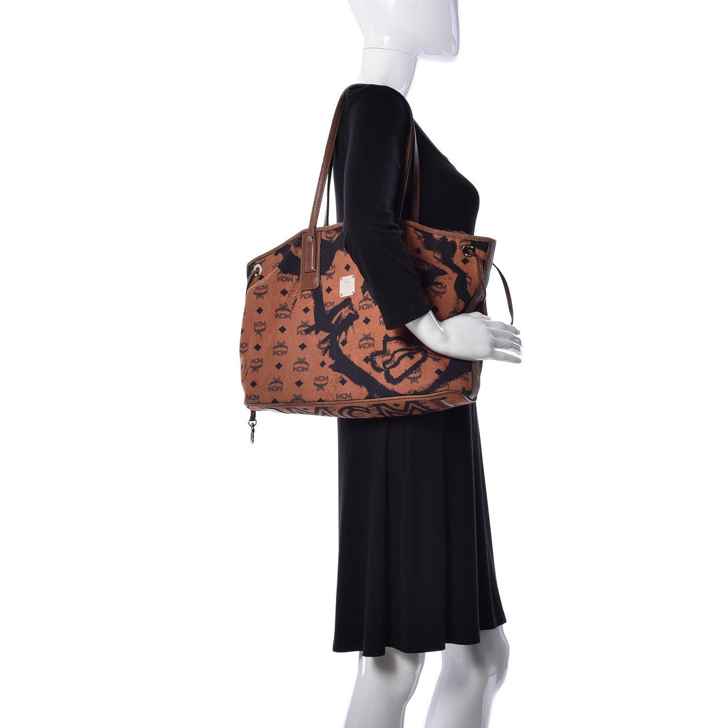 MCM X Patricia Fields Visetos Medium Liz Reversible Shopper Tote Cognac 2 of 15