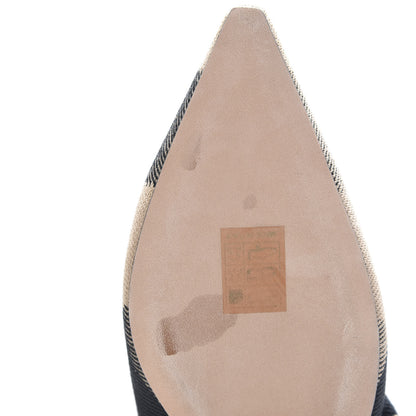 Christian Dior Cotton Ribbon Check'N'Dior J'Adior Slingback Ballet Flats 38 Black Beige 8 of 11