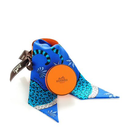 Hermes Silk Les Leopards Twilly Bleu Roy Turquoise Ciel 6 of 6