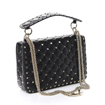 Valentino Garavani Lambskin Medium Rockstud Spike Shoulder Bag Black 3 of 9
