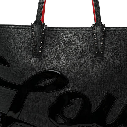 Christian Louboutin Calfskin Patent Logo Spikes East West Cabata Tote Black 9 of 15