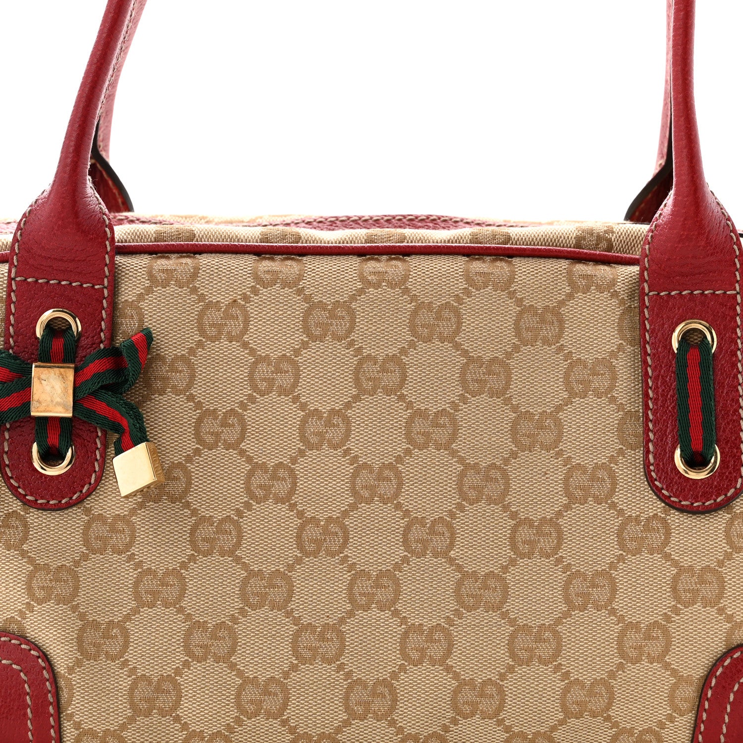 Gucci Monogram Small Princy Satchel Red 7 of 10