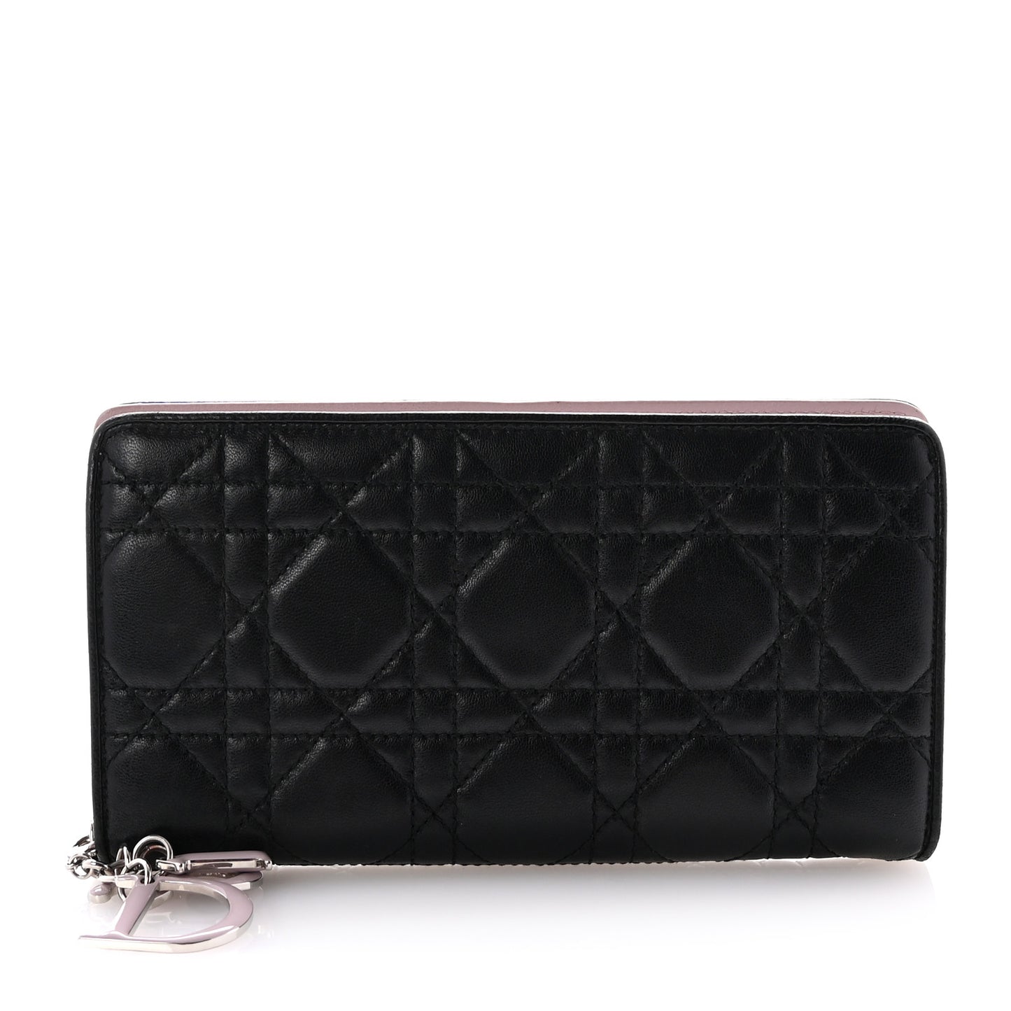 Lambskin Cannage Lady Dior Wallet Organizer Black Pink