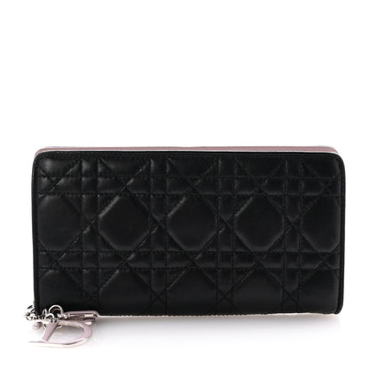 Christian Dior Lambskin Cannage Lady Dior Wallet Organizer Black Pink 1 of 7