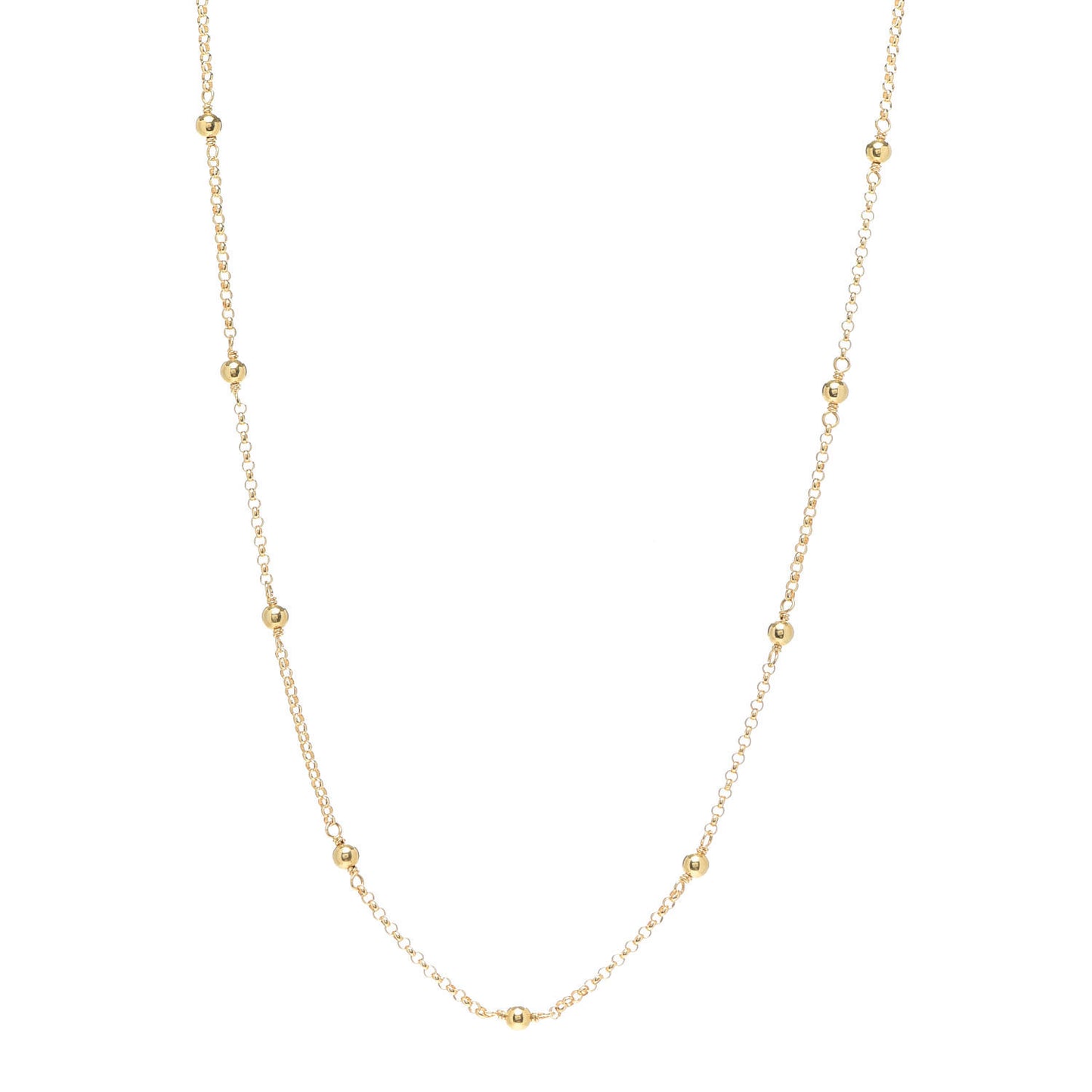 18K Yellow Gold Cable Collectibles Bead and Chain Necklace