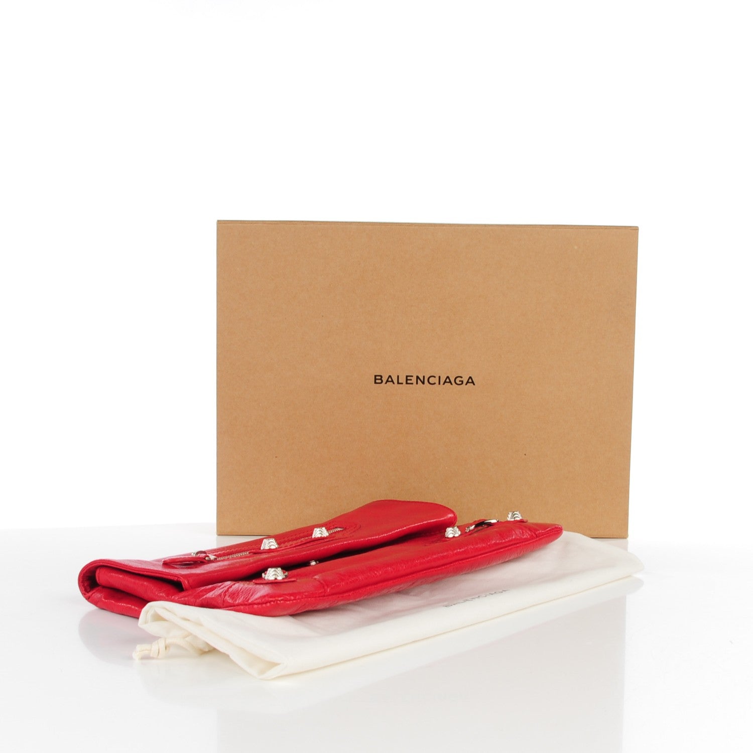 Balenciaga Agneau Giant 12 Silver Hardware Envelope Clutch Rouge Cardinal 4 of 7