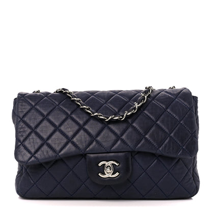 Chanel Lambskin Quilted Jumbo Single Flap Navy 1 of 12