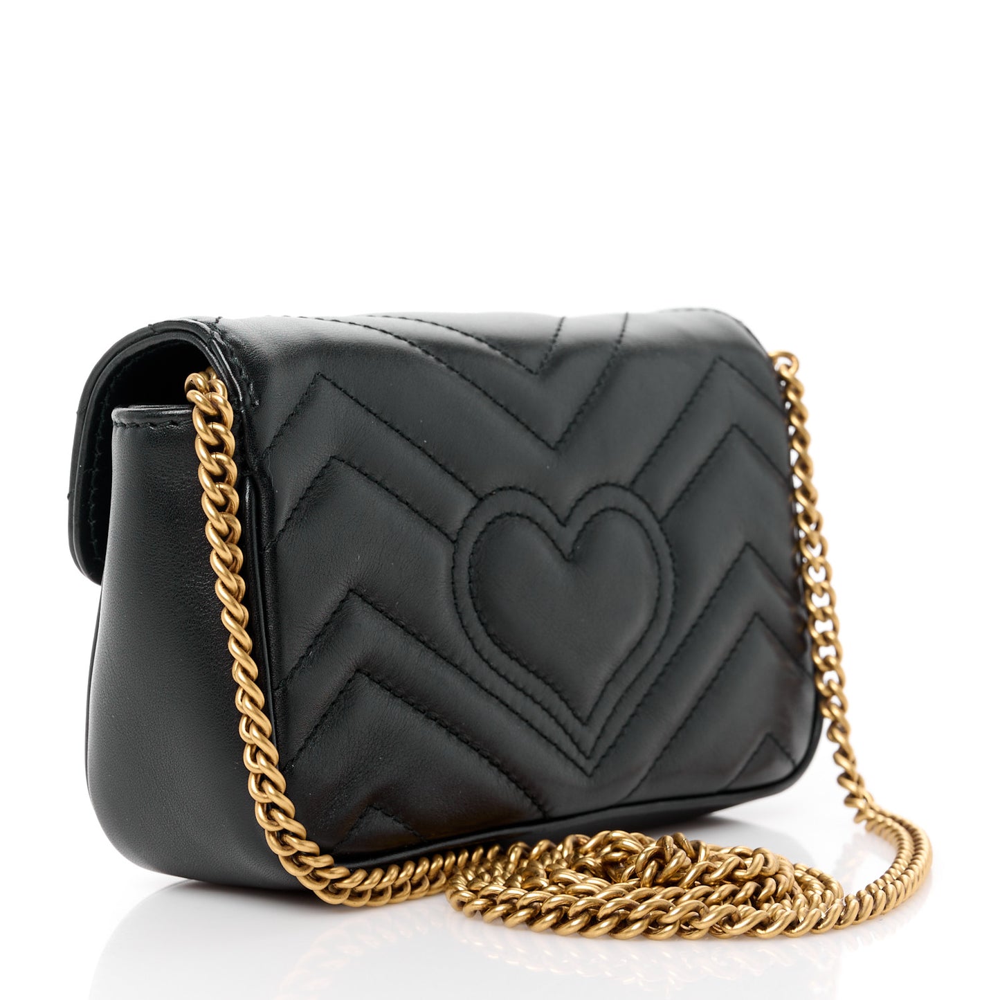 Calfskin Matelasse Super Mini GG Marmont Shoulder Bag Black