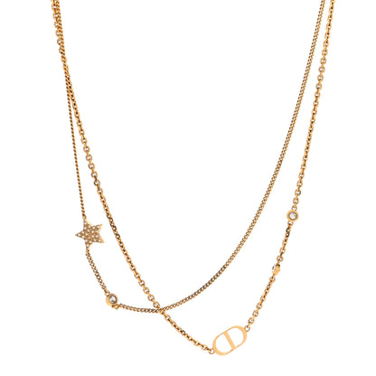 Christian Dior Metal Crystal Petit CD Double Necklace Gold 1 of 6