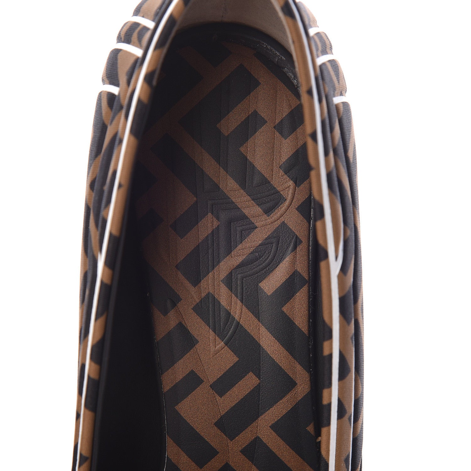 Fendi Lycra Film FF FFreedom Decollete Pumps 39.5 Tobacco Moro White 5 of 9