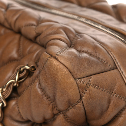 Chanel Calfskin Bubble Quilt Bowler Brown 21 of 28
