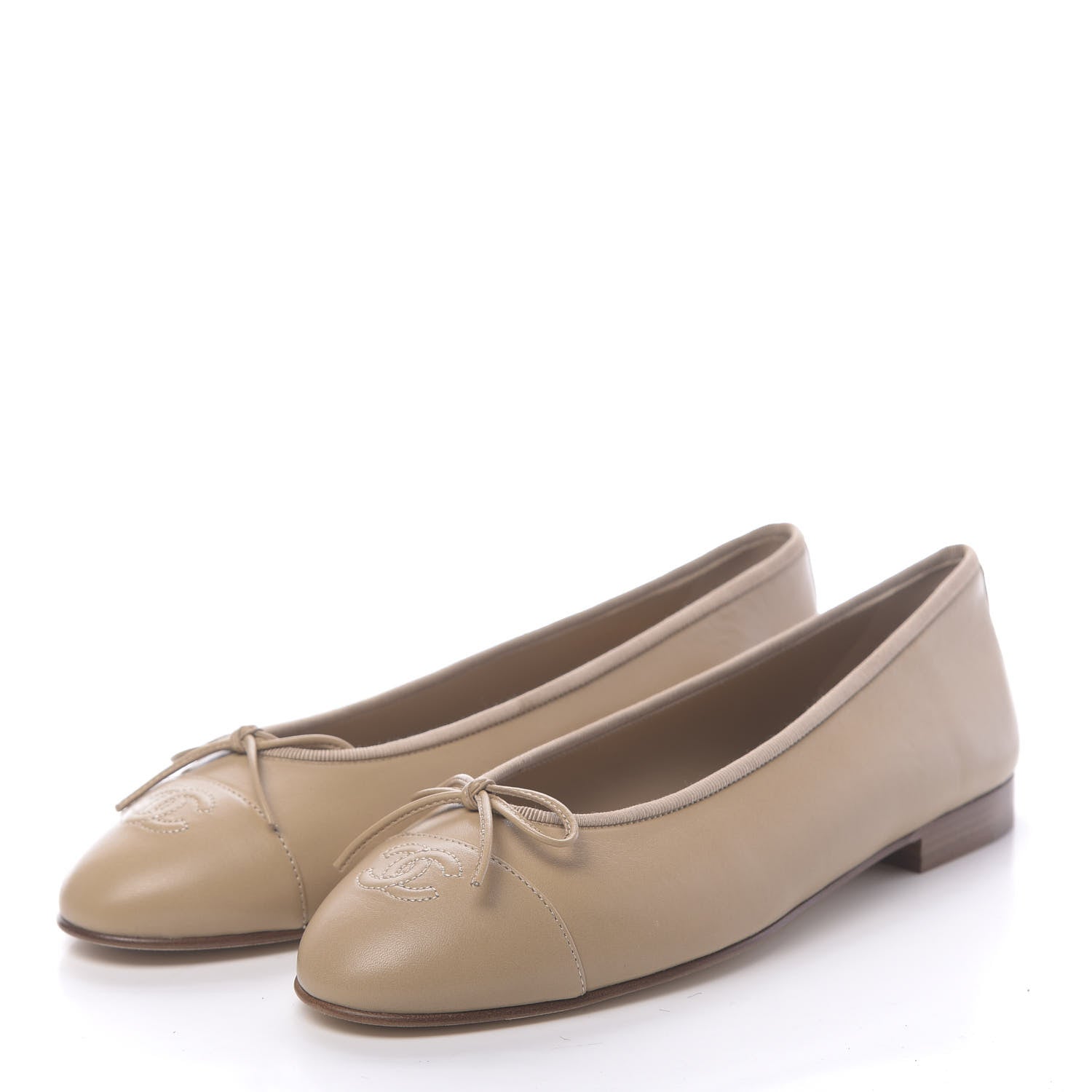 Chanel Lambskin Cap Toe CC Ballerina Flats 40.5 Beige 3 of 10