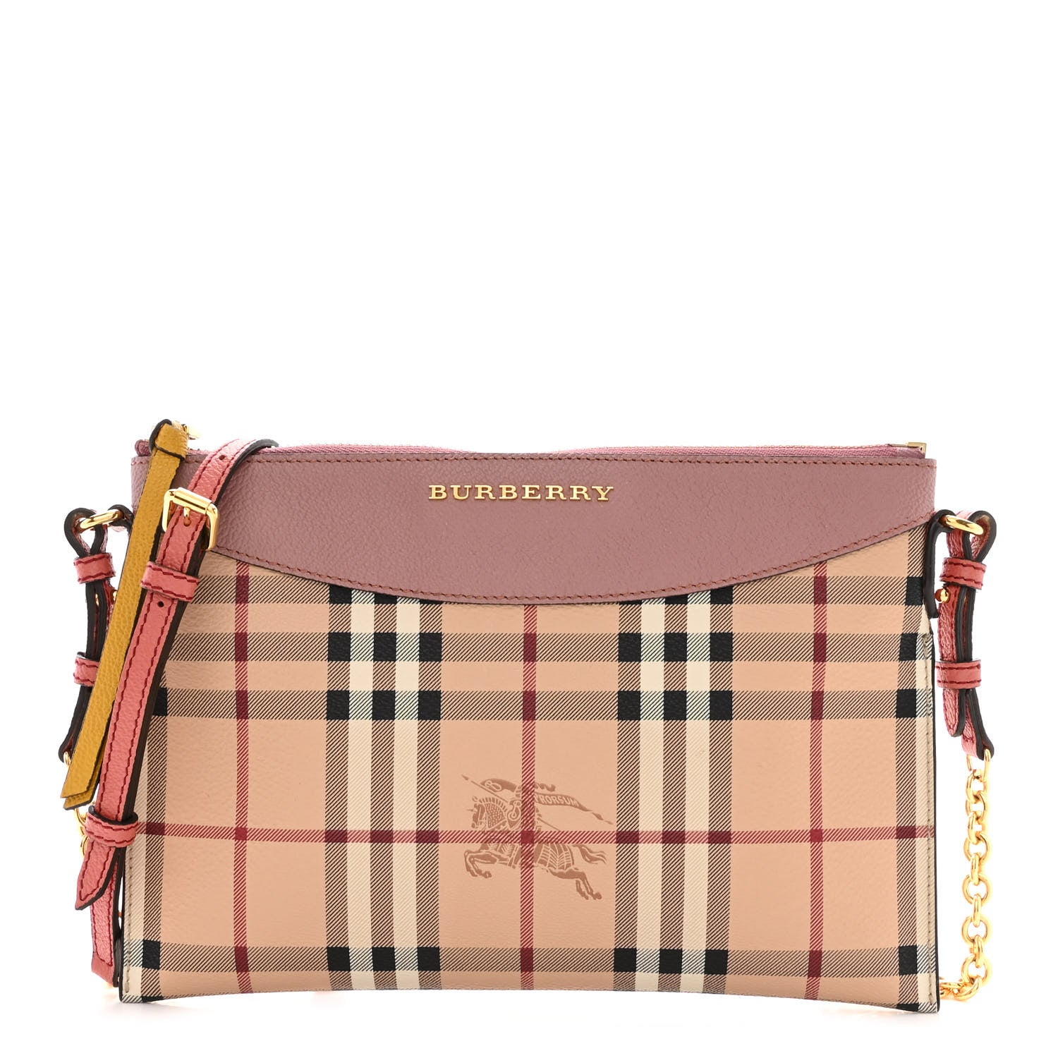 Burberry Haymarket Check Peyton Crossbody Clutch Bag Dusty Pink 1 of 11