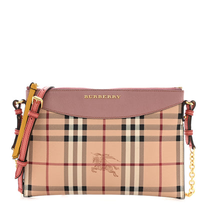 Burberry Haymarket Check Peyton Crossbody Clutch Bag Dusty Pink 1 of 11