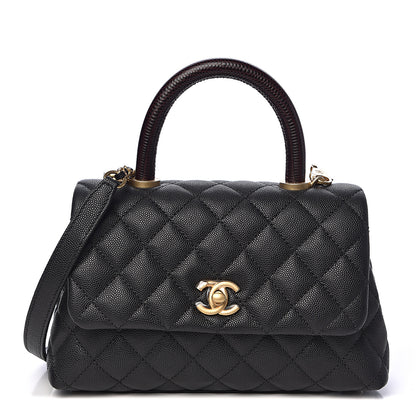 Chanel Caviar Lizard Embossed Quilted Mini Coco Handle Flap Black 1 of 11