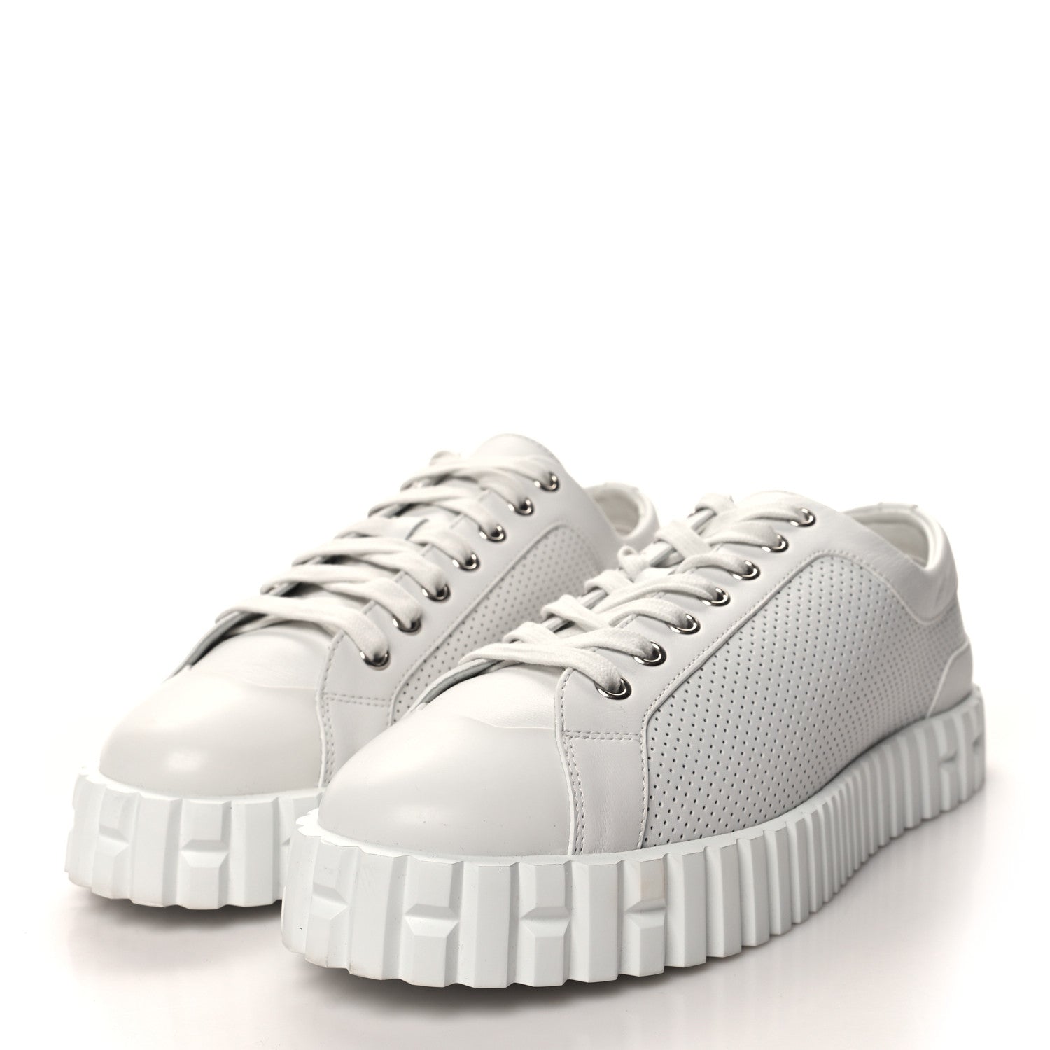 Hermes Calfskin Perforated Calfskin Cross Sneakers 39 White 3 of 8