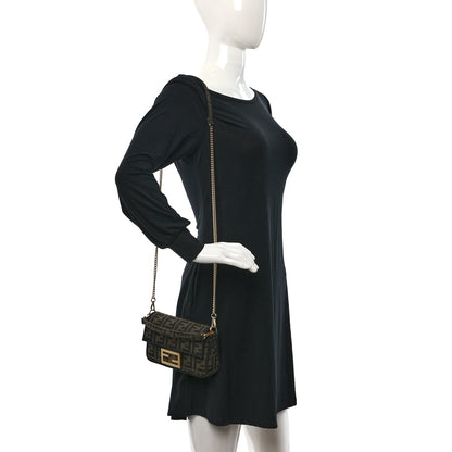 Fendi Fabric Jacquard FF 1974 Mini Baguette Tobacco Moro Black 2 of 8
