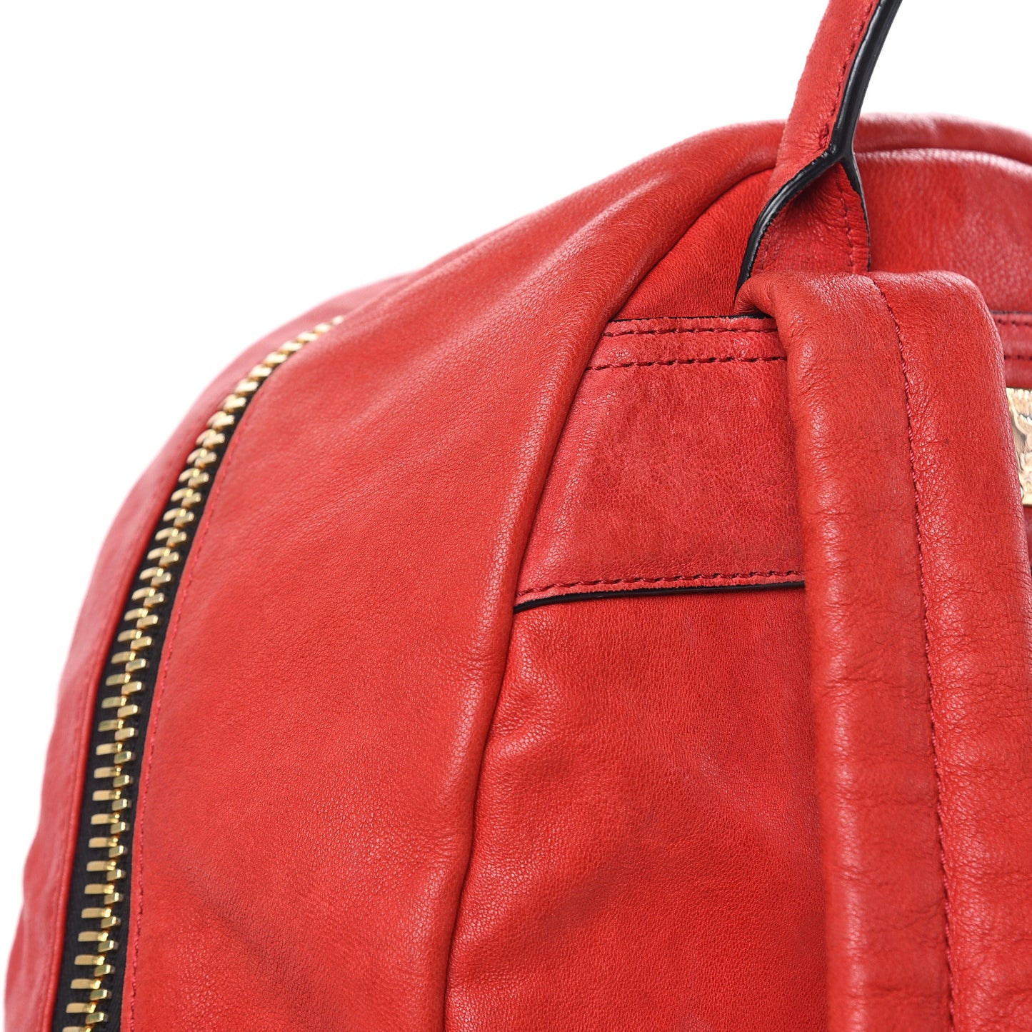 Lambskin Fox Fur Small Stark Insignia Backpack Red