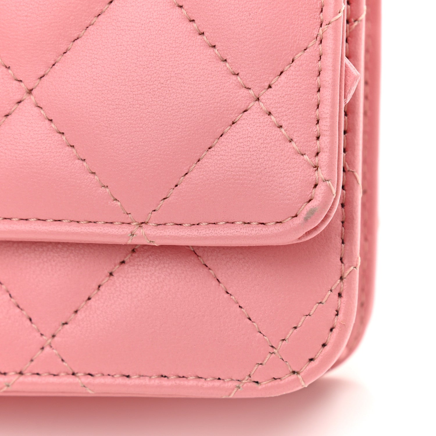 Chanel Lambskin Quilted Wallet On Chain WOC Pink 10 of 13