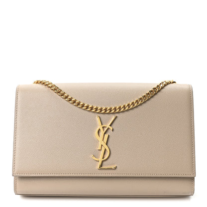 Saint Laurent Grain De Poudre Medium Monogram Kate Satchel Dark Beige 1 of 10