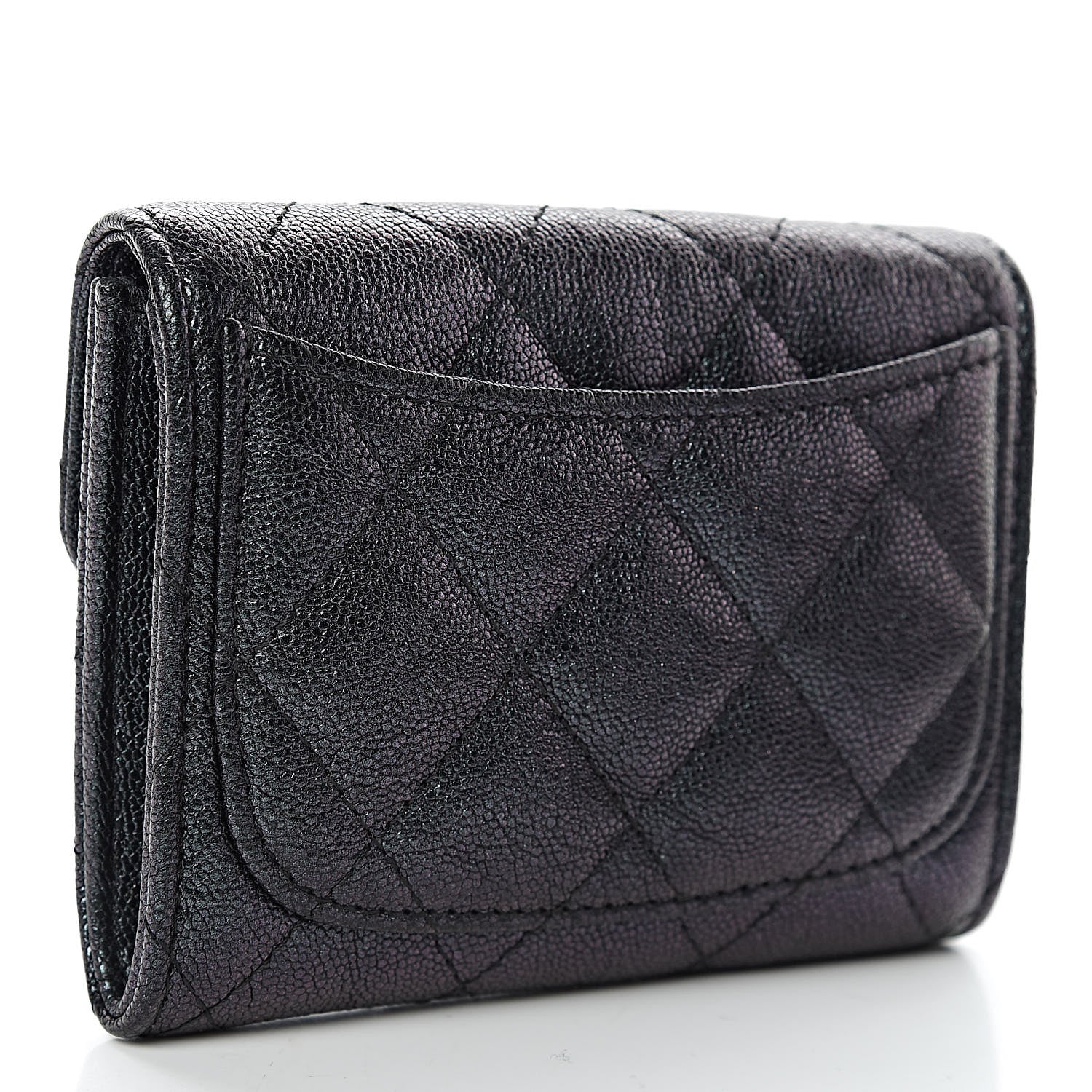 Chanel Iridescent Caviar Quilted Flap Card Holder Wallet Black 3 of 8