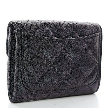 Chanel Iridescent Caviar Quilted Flap Card Holder Wallet Black 3 of 8