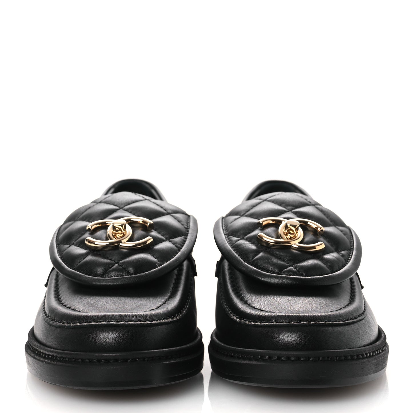 Lambskin Quilted CC Turnlock Loafers 36.5 Black