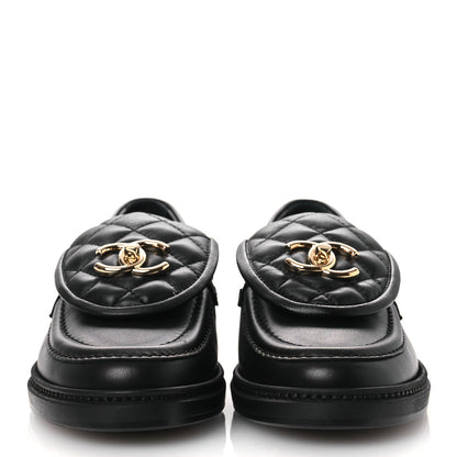 Chanel Lambskin Quilted CC Turnlock Loafers 36.5 Black 3 of 11
