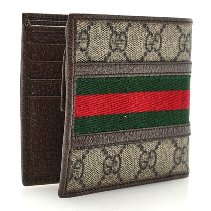 Gucci GG Supreme Monogram Web Mens Ophidia Bi-Fold Coin Wallet Beige New Acero 3 of 6