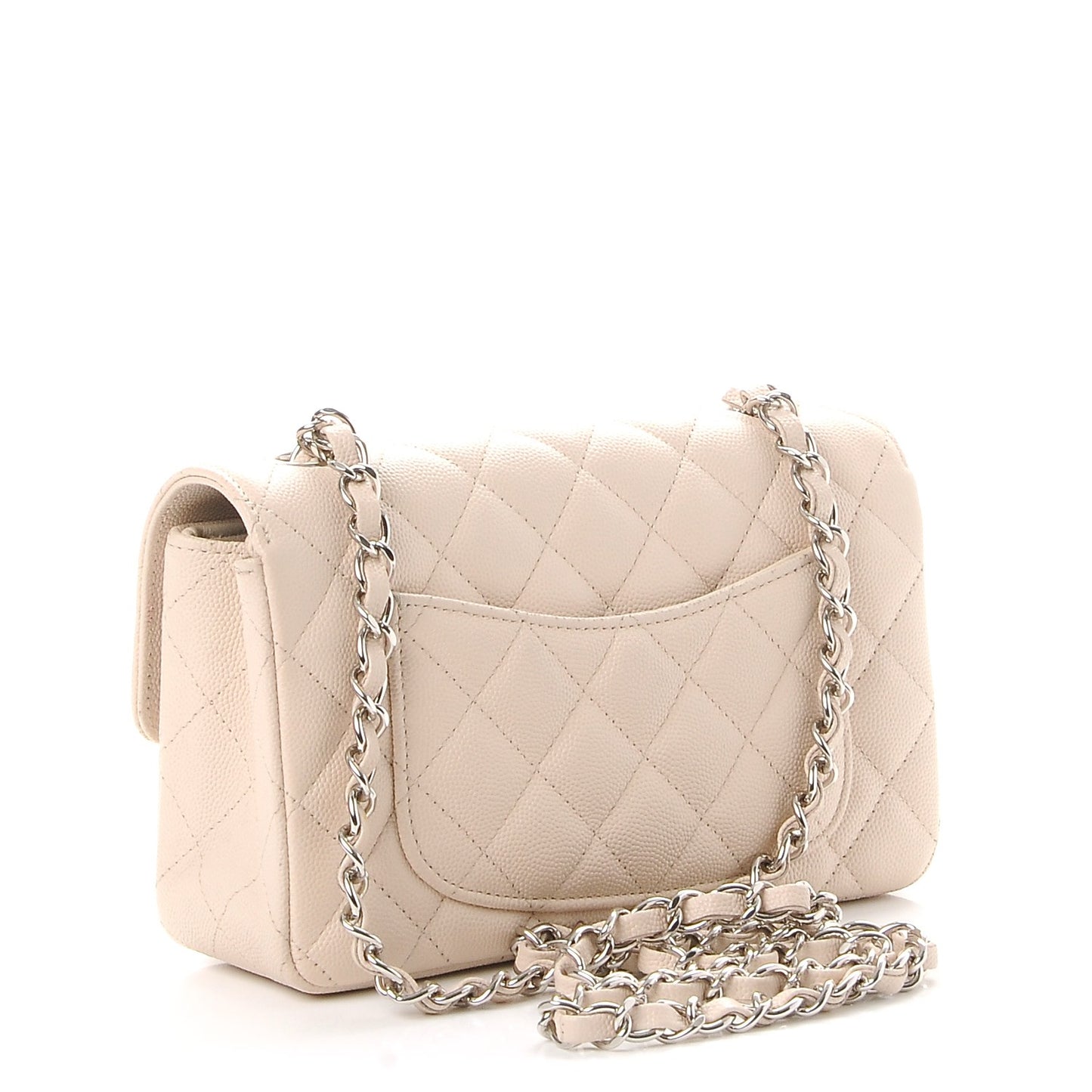 Caviar Quilted Mini Rectangular Flap Beige Clair