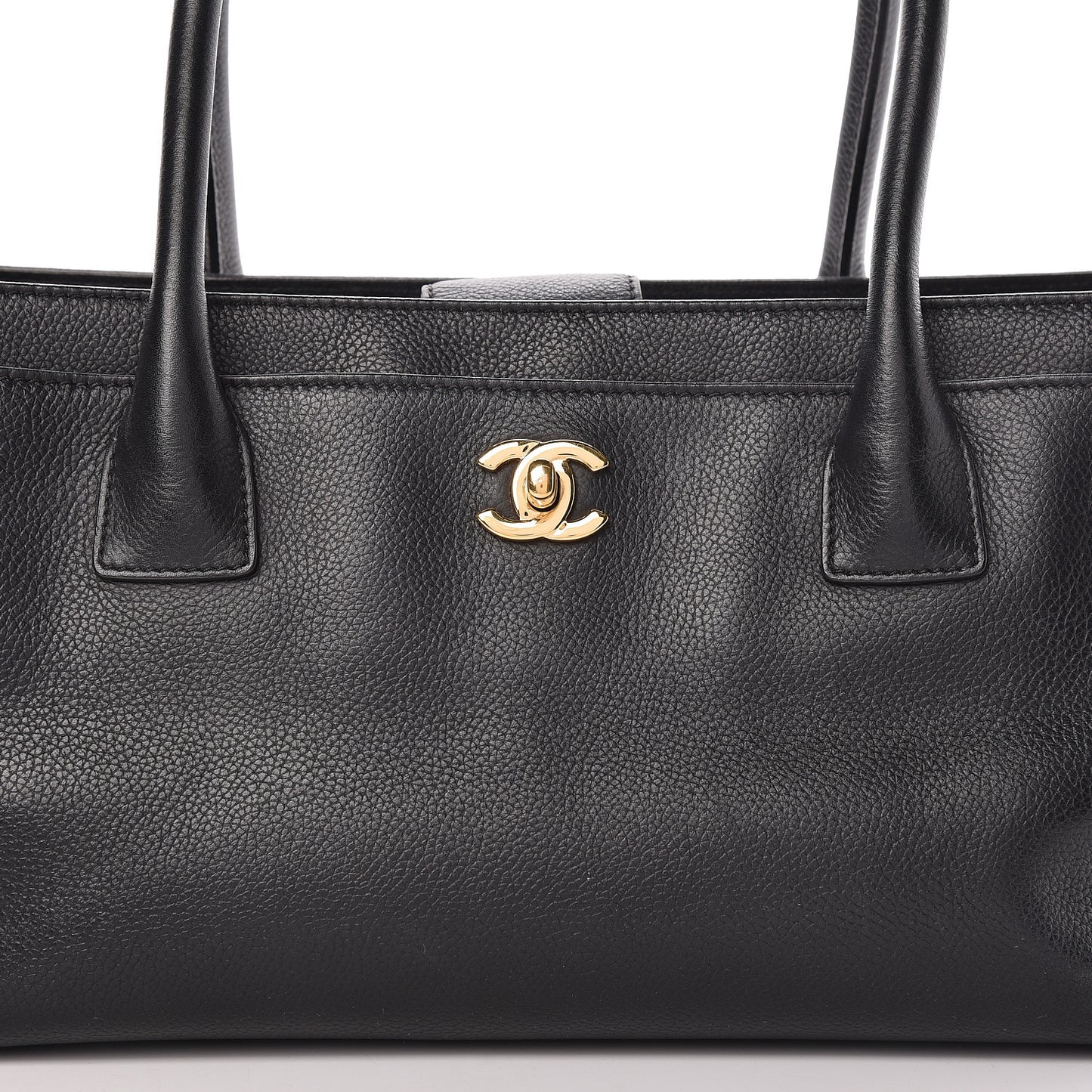 Calfskin Small Cerf Shopper Tote Black
