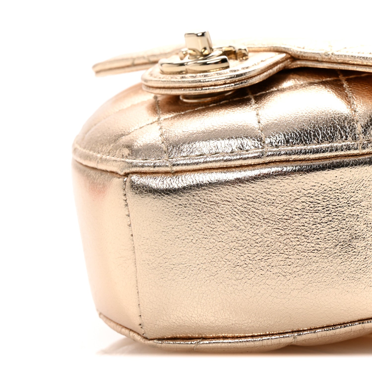 Chanel Metallic Lambskin Quilted CC In Love Heart Waist Belt Bag With Chain Gold 10 of 11