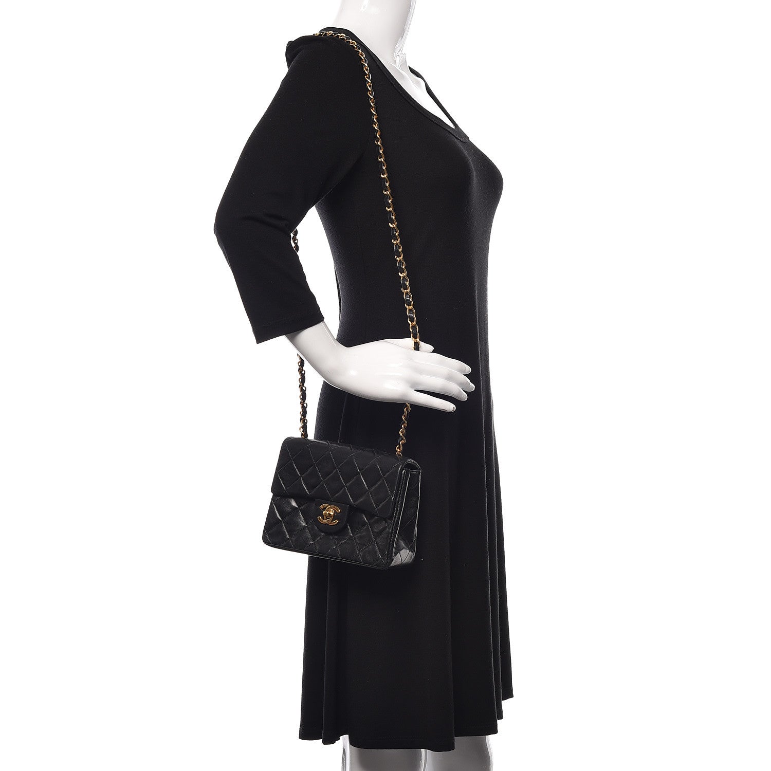 Chanel Lambskin Quilted Mini Square Flap Black 2 of 12