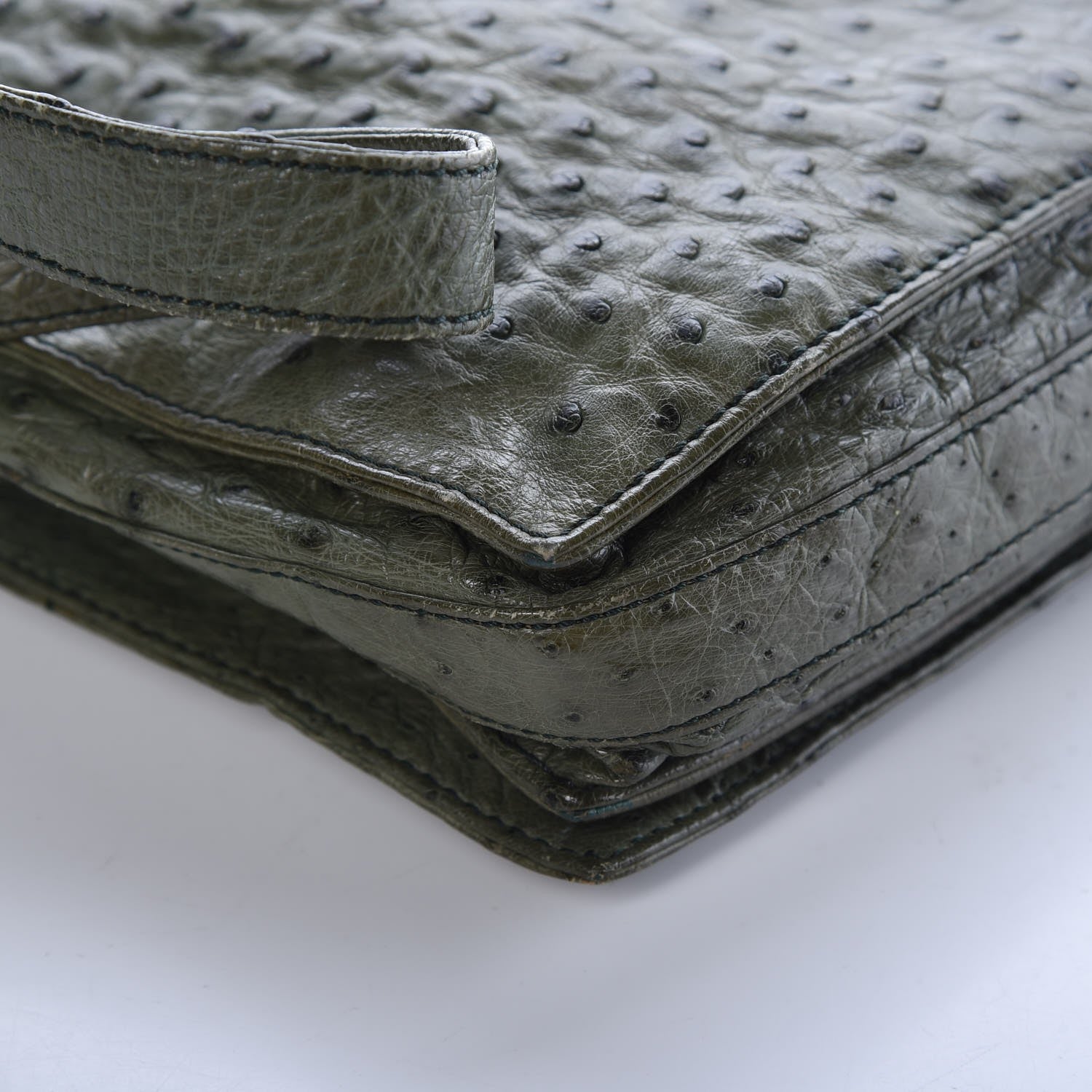 Loewe Ostrich Drawstring Flamenco Shoulder Bag Green 11 of 11