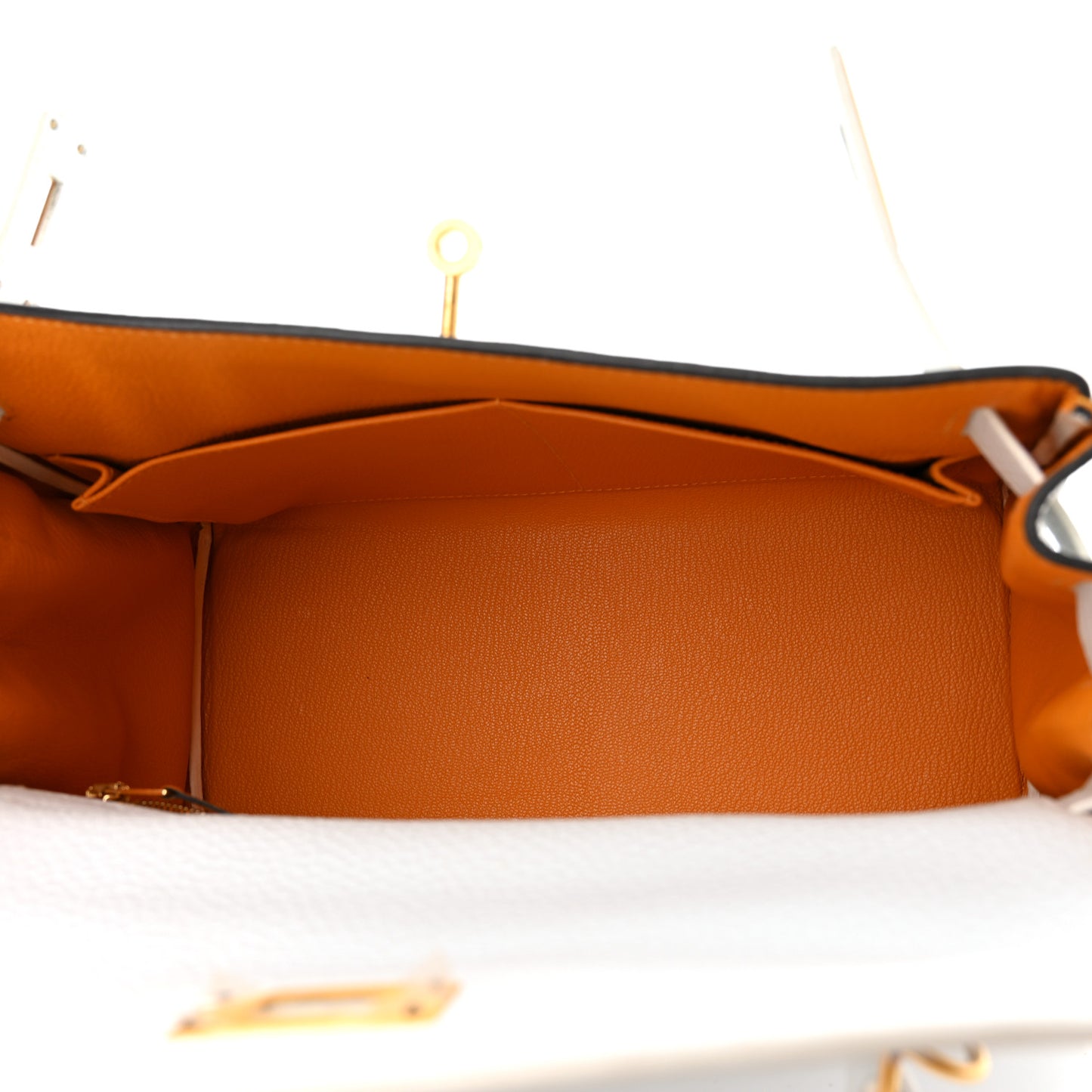 Taurillon Clemence Horseshoe Kelly Retourne 28 White Jaune D'Or